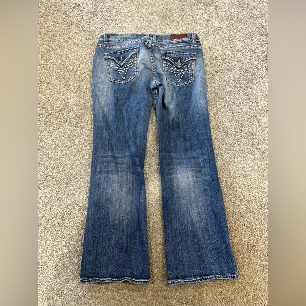 Vigoss Jeans Womens 32/13 Blue Distressed‎ Fit Bootcut Denim Embroidered